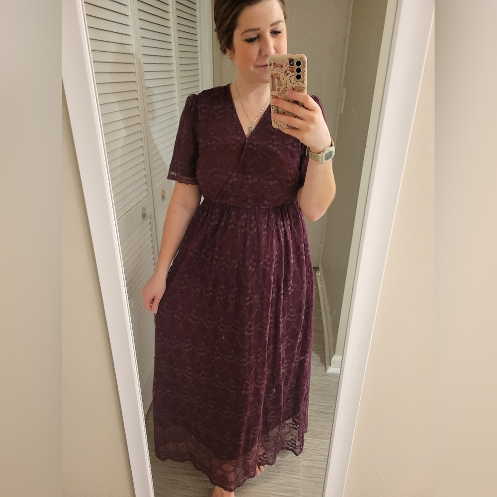 Lace Plum Midi Dress